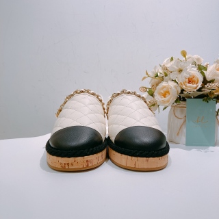 Chanel Ciabatte Leather Sandals 39 Size Cream/Black x GHW[Unused]