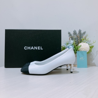 Chanel High Heels Shoes White X Black Size 35.5 [New]