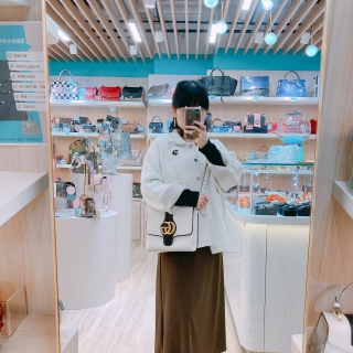 Gucci Arli Crossbody Medium Calfskin White and Black x GHW [Pre-Owned]