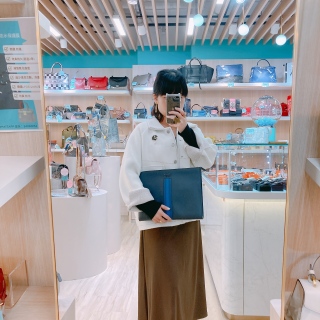 Prada Clutch 33cm Saffiano Calfskin Navy x PHW [Pre-Owned]