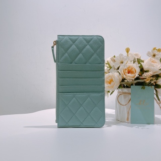 Chanel Zipper Phone Pouch Caviar Turquoise x GHW[Pre-Owned]