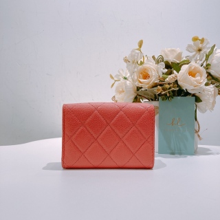Chanel Short Wallet Caviar Pink x GHW[Unused]