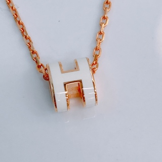 Hermes Mini Pop H Necklace Blanc x RGHW [Unused]