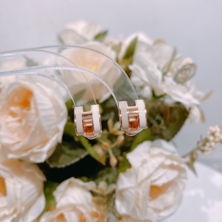 Hermes Mini Pop H Earrings Marron Glacé/White x RGHW[New]